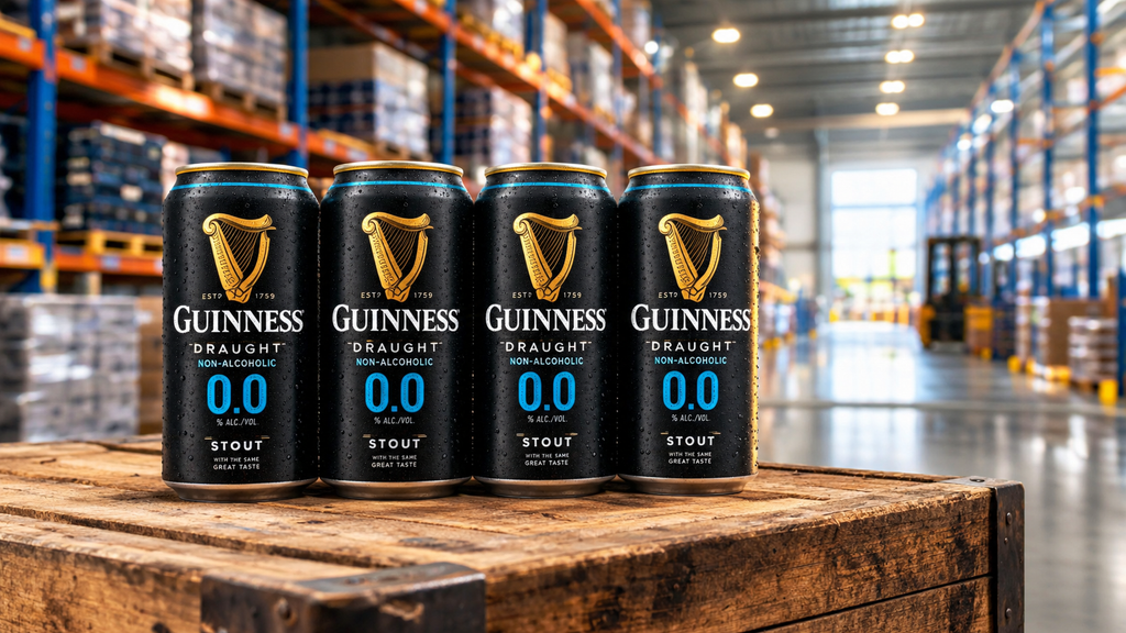 Guinness 0.0 non alcoholic stout 4-pack cans distribution and shipping for US market