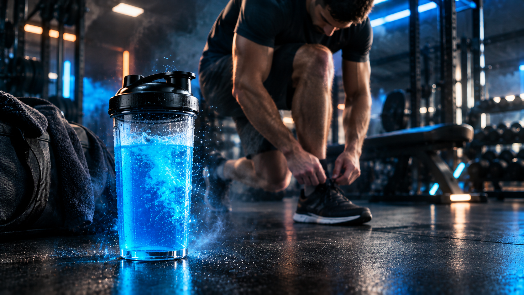 Pre-workout supplement ingredients breakdown showing amino acids and caffeine powder for energy boost